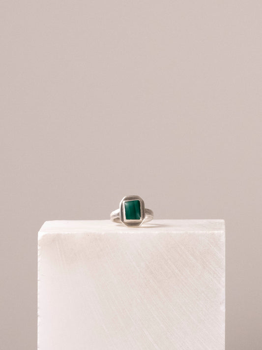 Silver and Malachite Ring