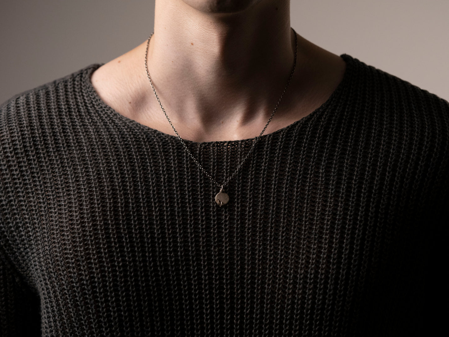 Pierced Silver Pendant and Cable Chain