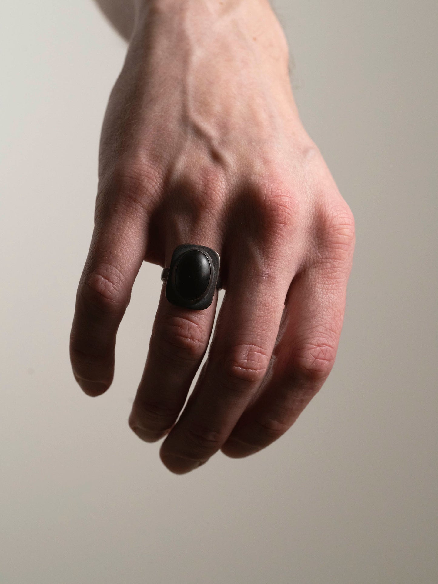 Blackened Copper and Onyx Ring